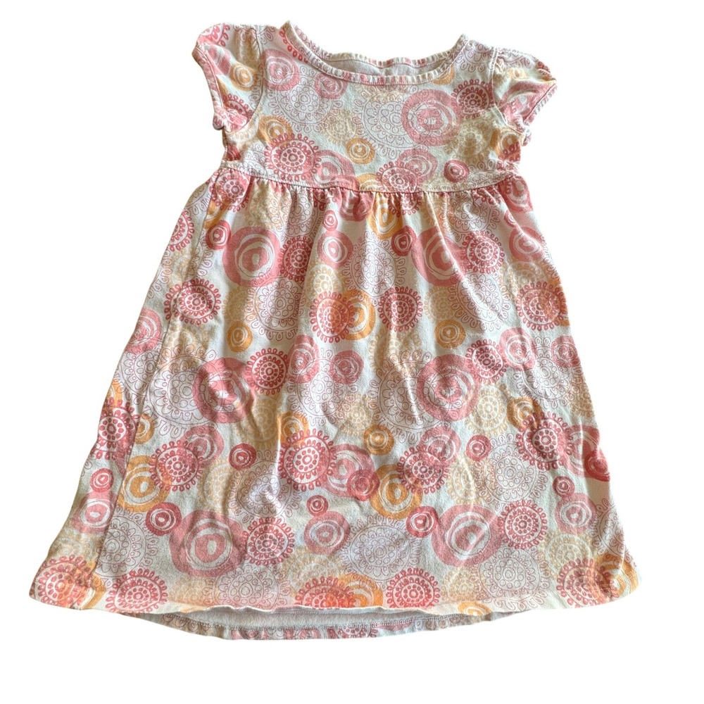 LLBean‎ Geometric Medallion Dress Girls 5/6 Pink Cotton Boho Indie 100% Cotton